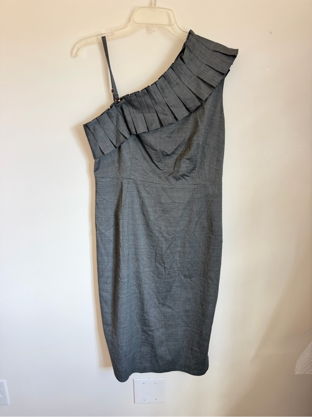 Ted Baker One Shoulder Gray Party Dress US 8 - Picture 2 of 9
